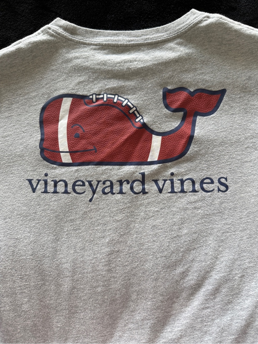 Vineyard Vines Kids Short Sleeve Tee - Light Gray with Football Whale Logo